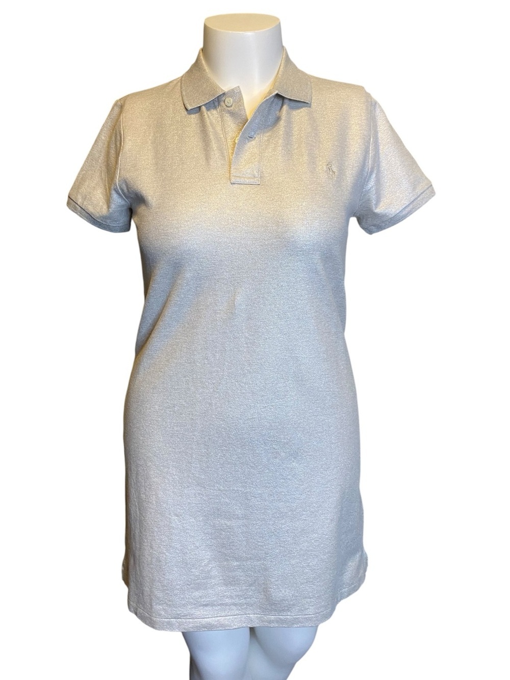 Polo Ralph Lauren Gold Shimmer Cotton T-Shirt Midi Dress Women’s Size M